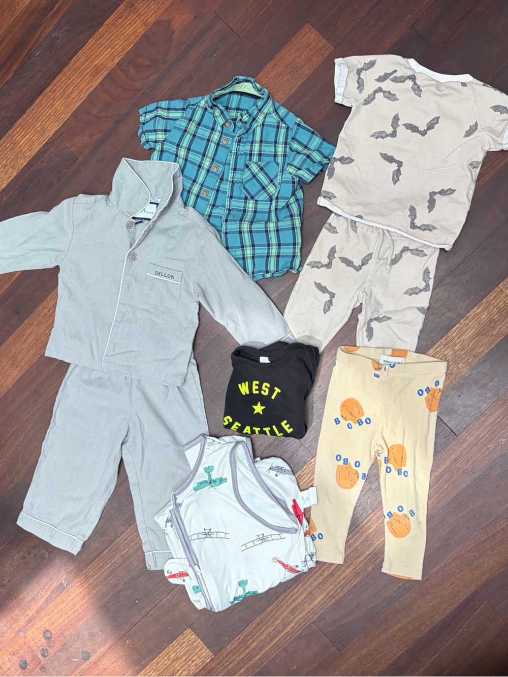 Mixed 2T Clothing Bundle - Gray, Blue, Cream, Yellow Prints